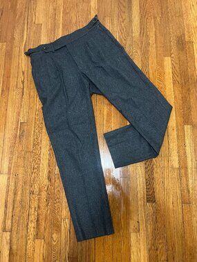 Suitsupply Pure Wool Side Tab Dark Grey Braddon Dress Pants - Men's 48EU / 32x30